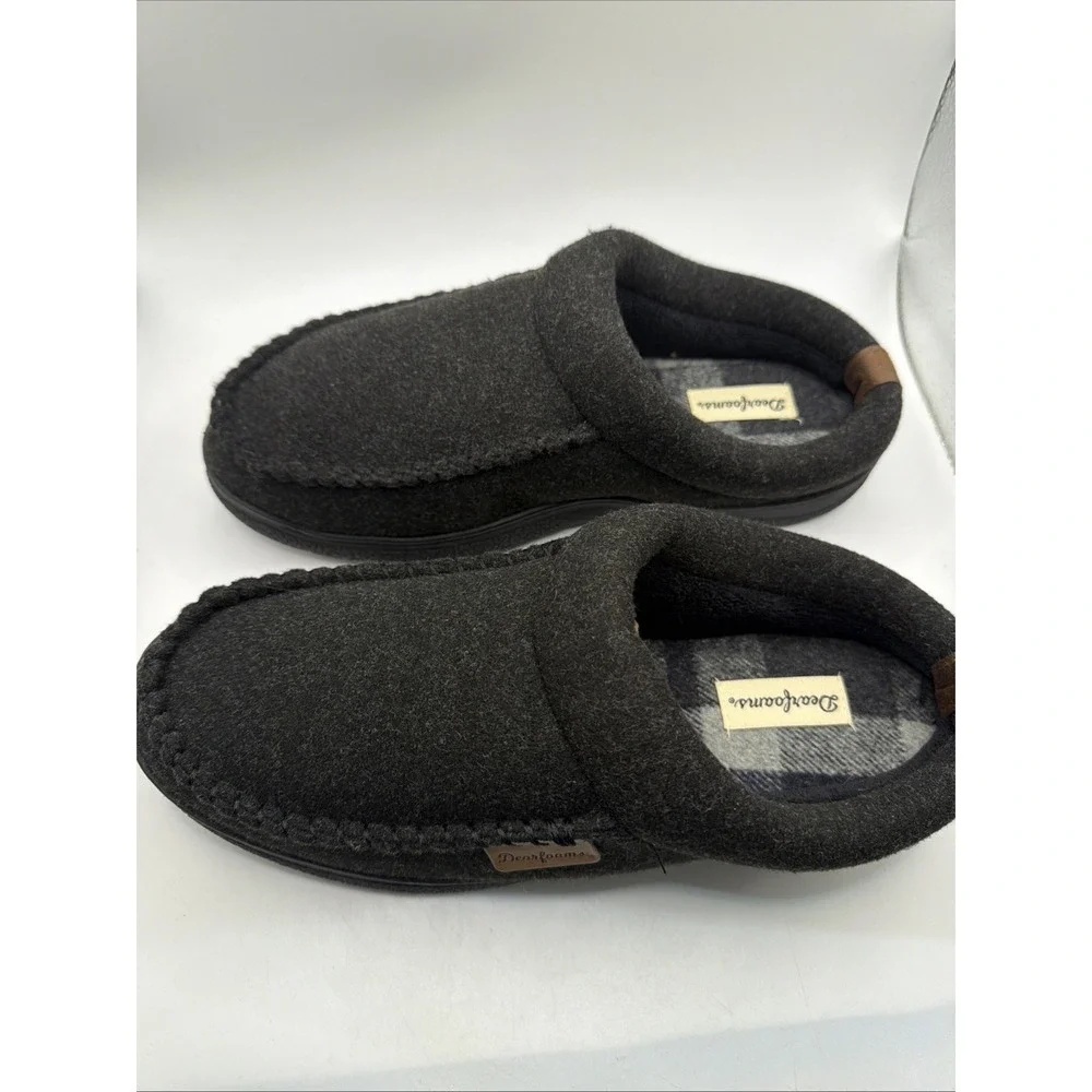 Dearfoams Mens Memory Foam Slippers Size 9-10 Medium Black indoor/outdoor New